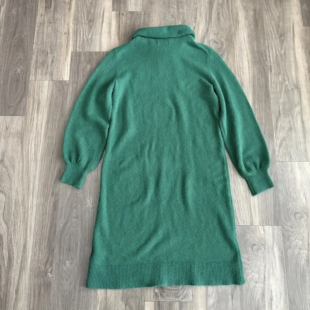 J. Crew Women's Extra Soft Turtleneck Knee Length Sweater Dress Size XS GREEN